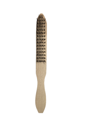 Щетка ручная по металлу строительная с деревянной ручкой 4 рядная фото 1